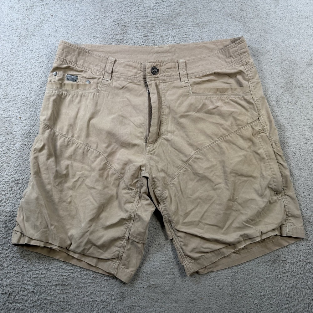 Kuhl Shorts Mens 34 Khaki Tan Chino Casual Outdoor Stretch Hiking Camp